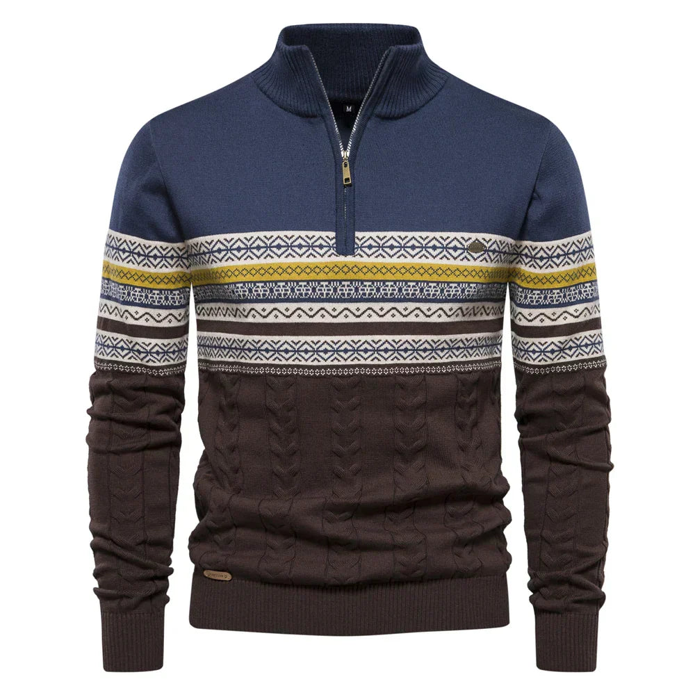 Premium Retro Pattern Sweater - Leo-Light Blue-S-Nora Luxe
