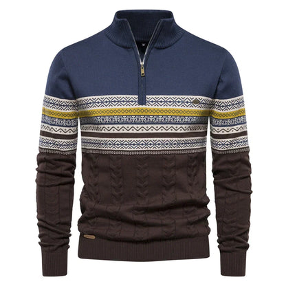 Premium Retro Pattern Sweater - Leo-Light Blue-S-Nora Luxe