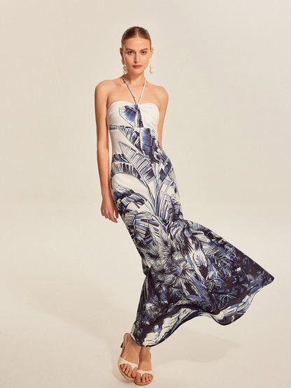 Colorful Floral Strapless Summer Dress