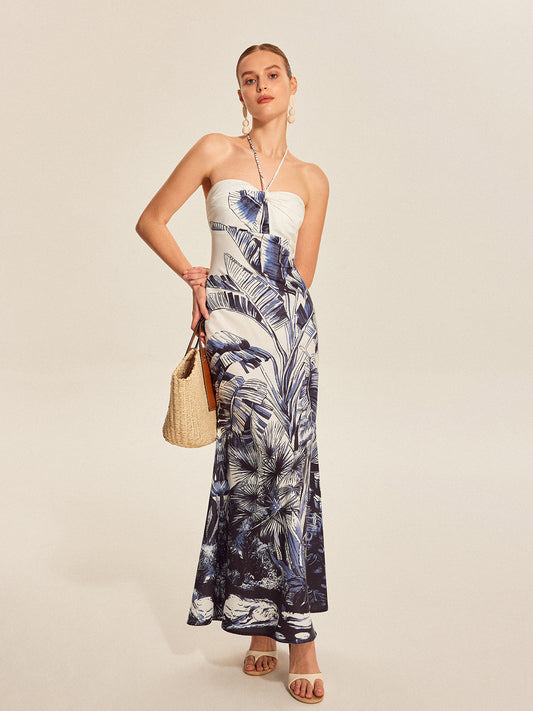 Colorful Floral Strapless Summer Dress - Pexav