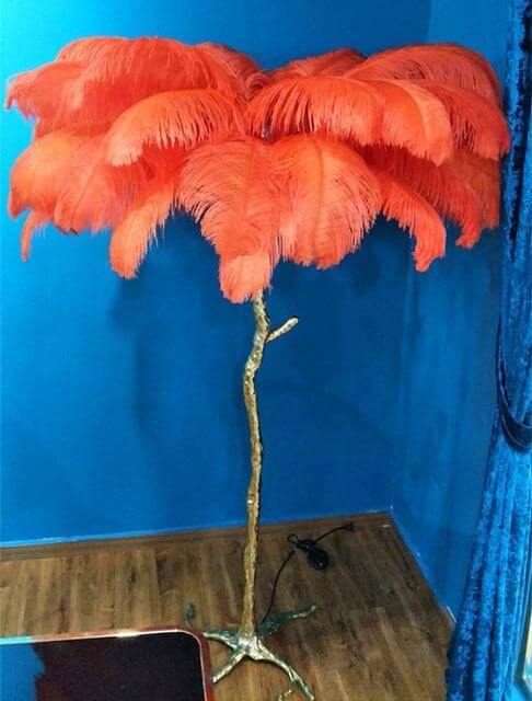 Tall Natural Feather Table Lamp