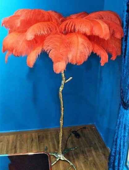 Tall Natural Feather Table Lamp