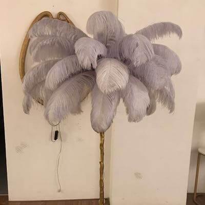 Tall Natural Feather Table Lamp
