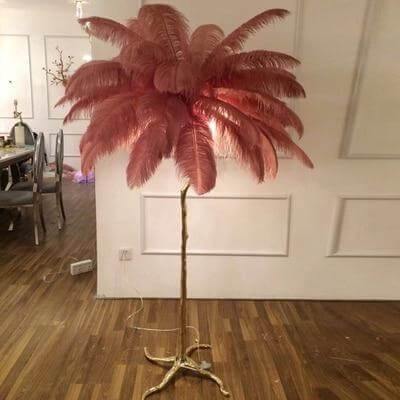 Tall Natural Feather Table Lamp