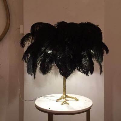 Tall Natural Feather Table Lamp