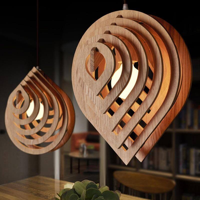 Natural Drop Wooden Hanging Lamp - Pexav