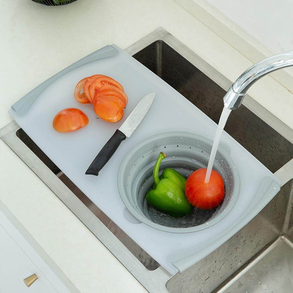 Practical 3 in 1 Kitchen Cutting Board with Tray - Pexav