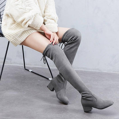 Trendy Tall Knee High Heel Boots - Pexav