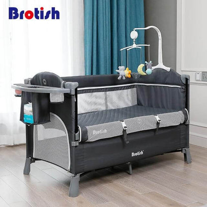 Portable Collapsible Baby Crib with Detachable Rail