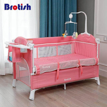 Portable Collapsible Baby Crib with Detachable Rail