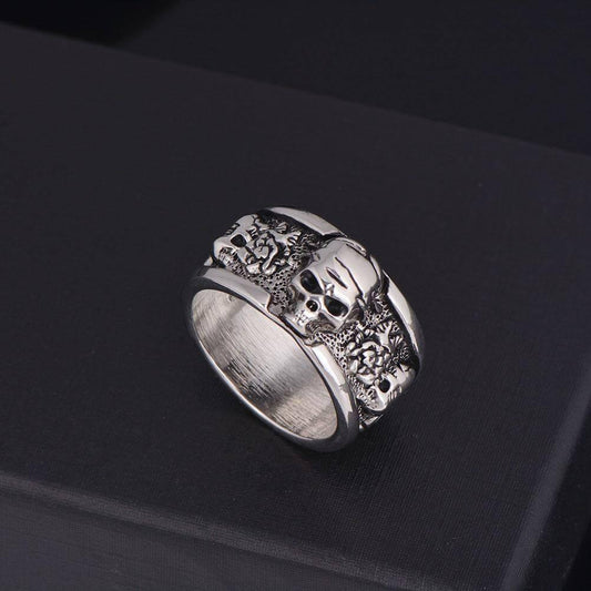 Edgy Dark Skull Mens Womens Rings - Pexav