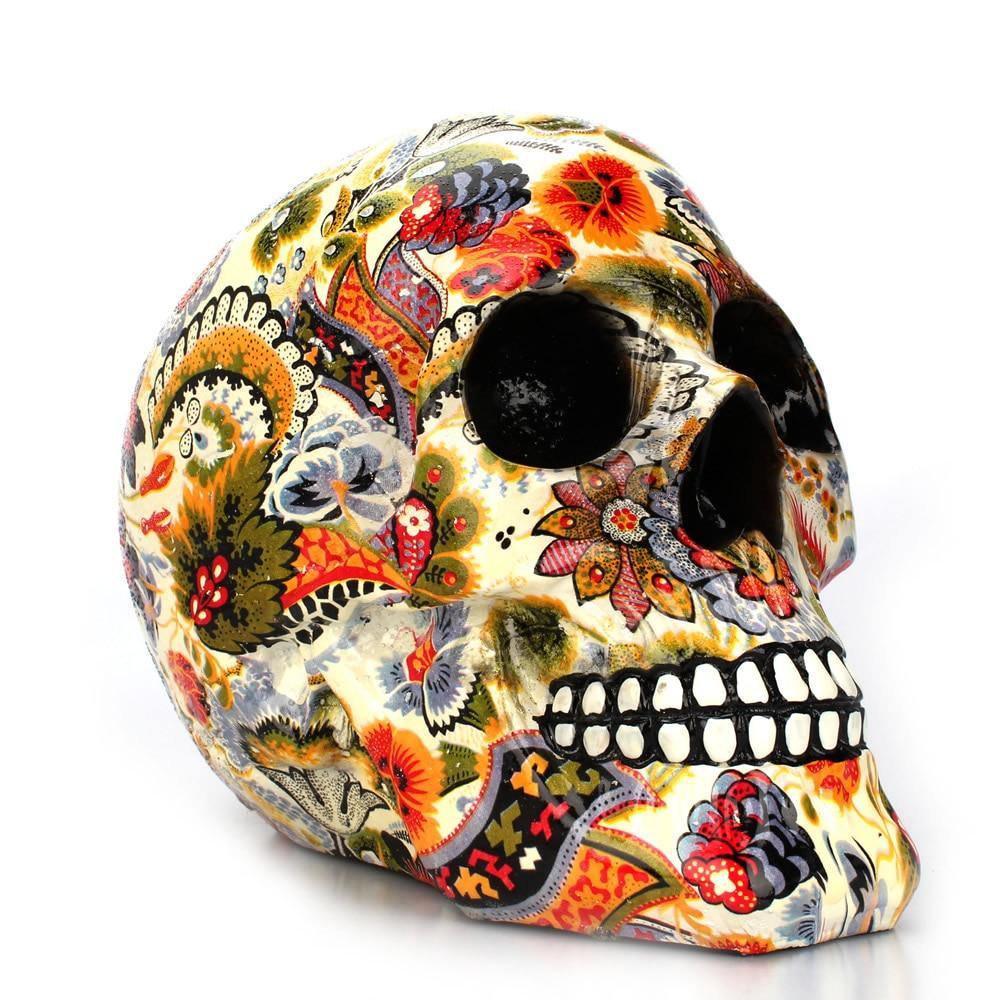 Vibrant Spooky Resin Skull Decor for Halloween - Pexav