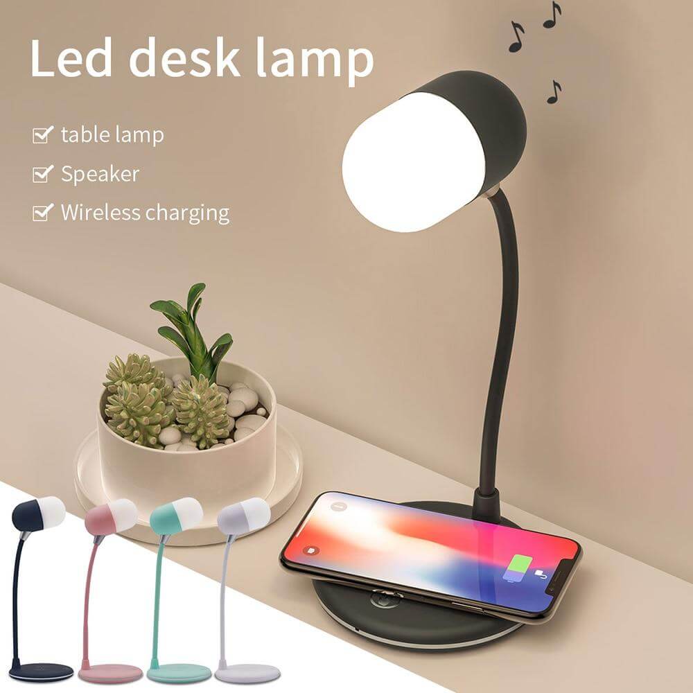 Wireless Charging LED Desk Lamp with Bluetooth Speaker - Pexav