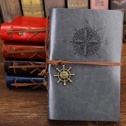 Vintage Style Leather Spiral Journal