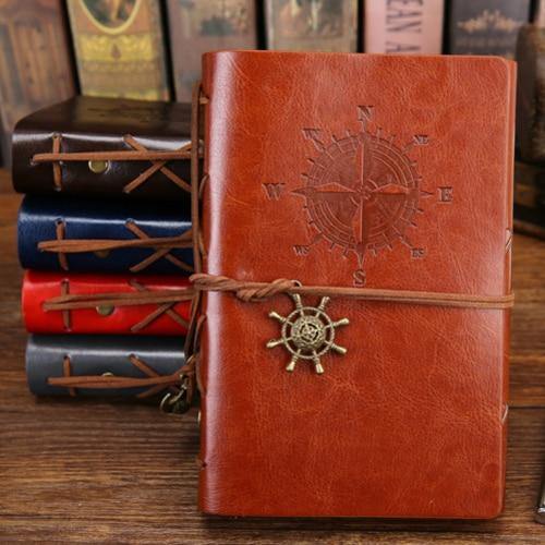 Vintage Style Leather Spiral Journal