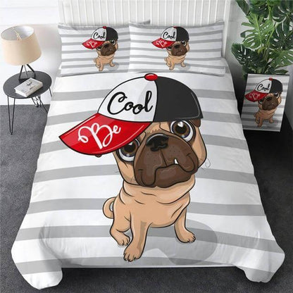 Colorful Pug Puppy 3pc Soft Bedding Set