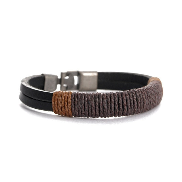 Rugged Brown Leather Wristband