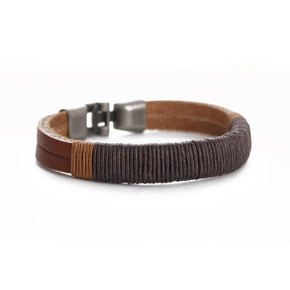 Rugged Brown Leather Wristband
