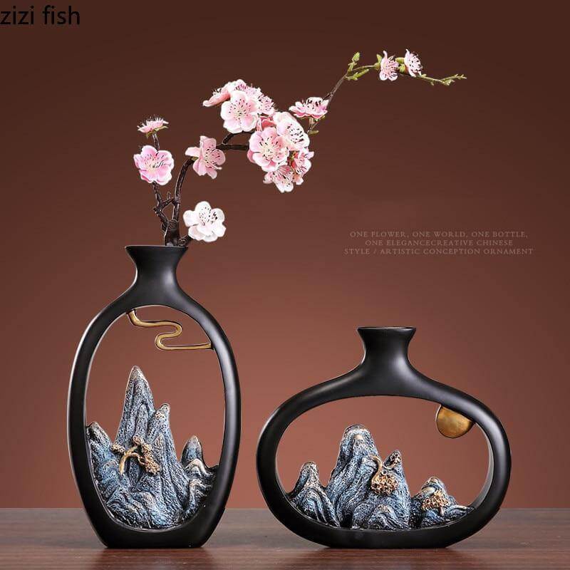 Asian Inspired Miniature Ceramic Vase - Pexav