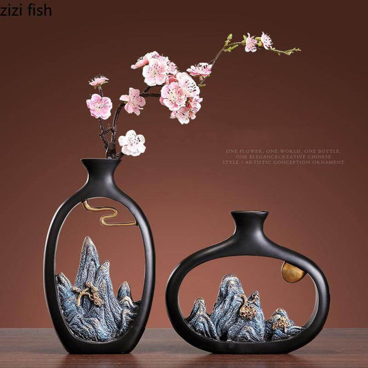 Asian Inspired Miniature Ceramic Vase - Pexav
