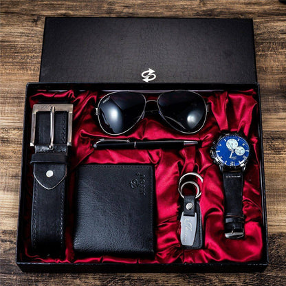 Luxury 6pc Men's Leather Accessories Gift Set - Pexav