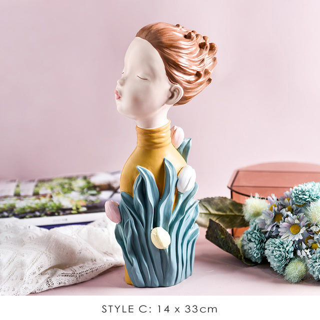 Cute Girl Figurine Modern Home Decoration