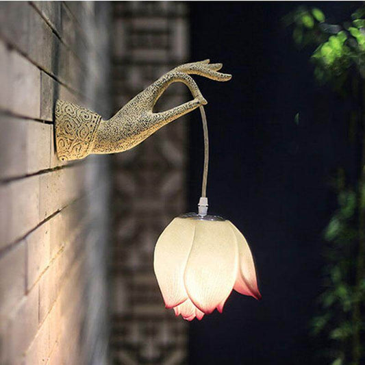 Traditional Asian Flower Wall Light - Pexav