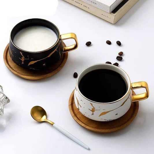 Simple White Marble Ceramic Coffee Mugs - Pexav