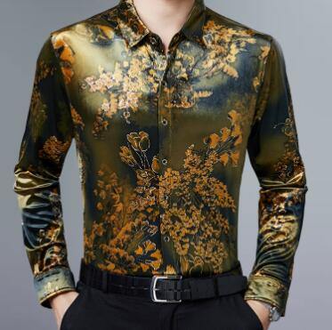 Soft Floral Pattern Mens Long Sleeve Shirt