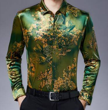 Soft Floral Pattern Mens Long Sleeve Shirt