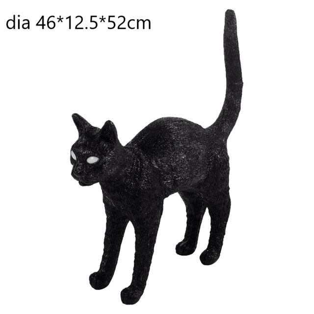 Rustic Wooden Cat Desk Lamps