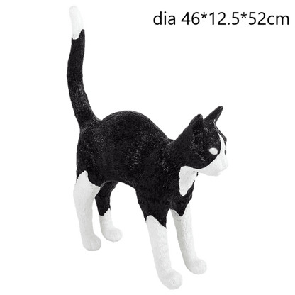 Rustic Wooden Cat Desk Lamps