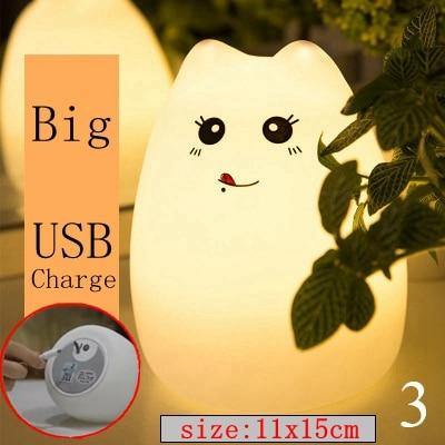 Vibrant LED Soft Cat Nightlight Lamp