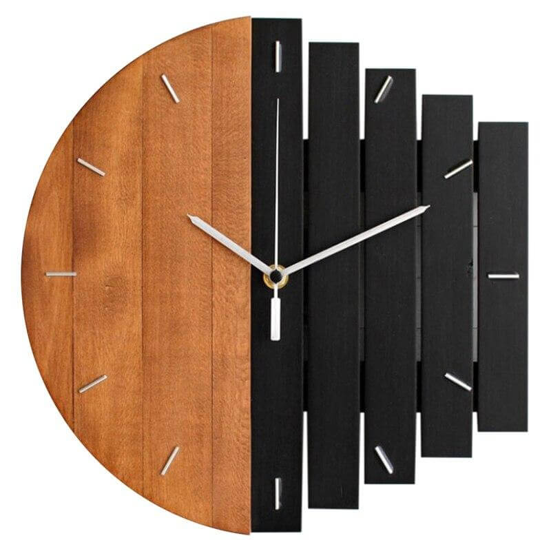 Vintage Split Face Wooden Wall Clock - Pexav