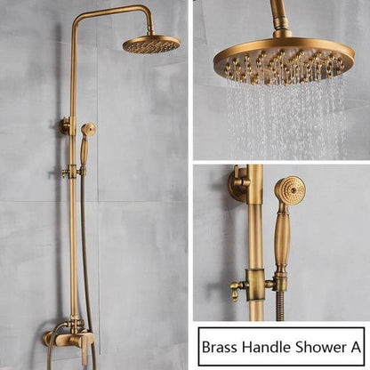 Classic Brass Rainfall Shower Head Set