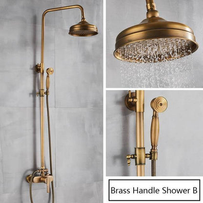Classic Brass Rainfall Shower Head Set