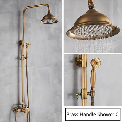 Classic Brass Rainfall Shower Head Set