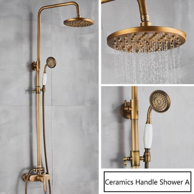 Classic Brass Rainfall Shower Head Set