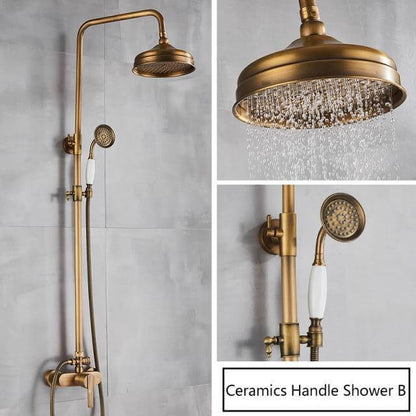 Classic Brass Rainfall Shower Head Set