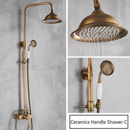 Classic Brass Rainfall Shower Head Set