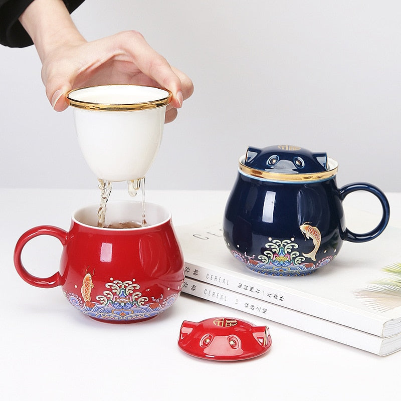Delicate Asian Style Tea Steeper Mugs - Pexav