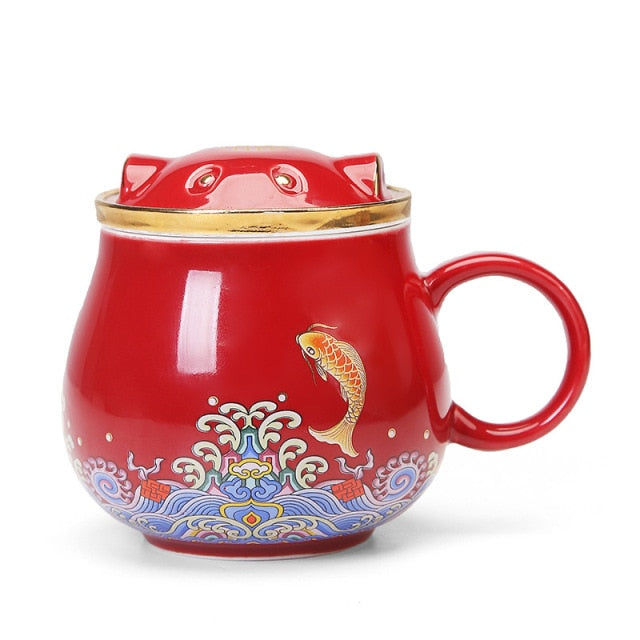 Delicate Asian Style Tea Steeper Mugs