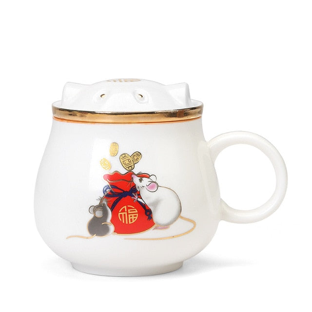 Delicate Asian Style Tea Steeper Mugs