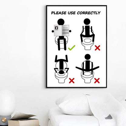 Humorous Bath Wall Warning Sign Art
