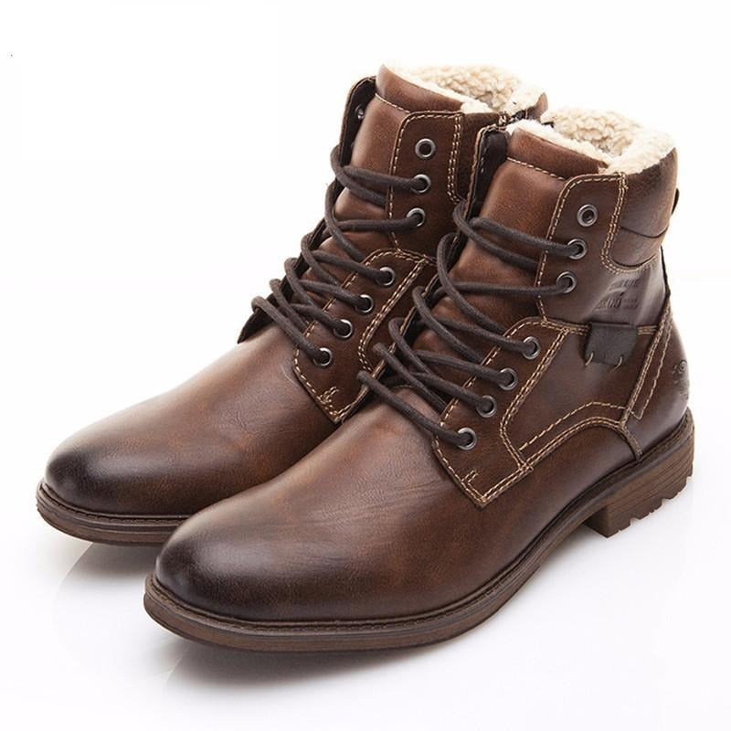 Classic Mens Leather Snow Boots - Pexav