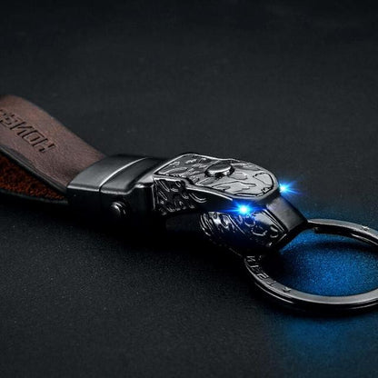 Chic Leather Animal Keychain Flashlight