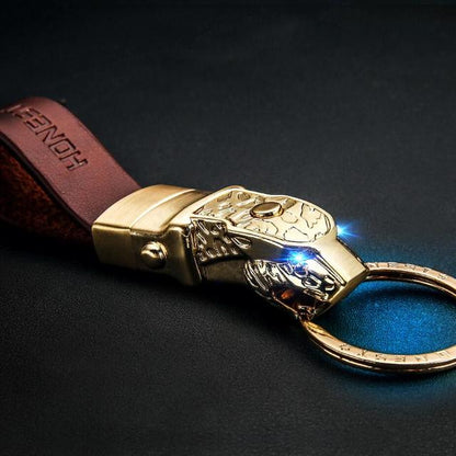 Chic Leather Animal Keychain Flashlight