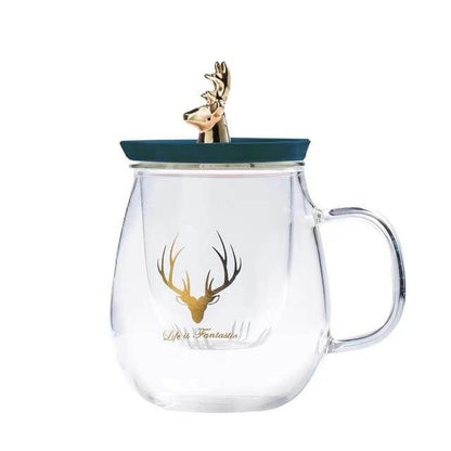 Insulated Glass Mug With Animal Shaped Ceramic Top