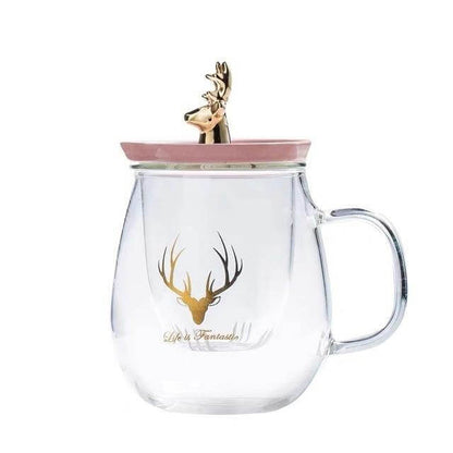 Insulated Glass Mug With Animal Shaped Ceramic Top