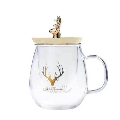Insulated Glass Mug With Animal Shaped Ceramic Top